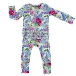 Rockin Royalty Girl Ruffle Coverall/Footie w/2way Zipper Lila