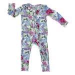 Rockin Royalty Girl Ruffle Coverall/Footie w/2way Zipper Lila