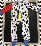 SoZo Boy Footie w/Zipper Applique Dalmation Dog Fire Hydrant