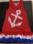 Sparkle Couture Nautical Red Ruffle Dress  w/ Sparkle Anchor
