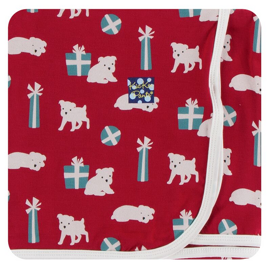 Kickee Pants Swaddle Blanket Crimson Puppies and Presents