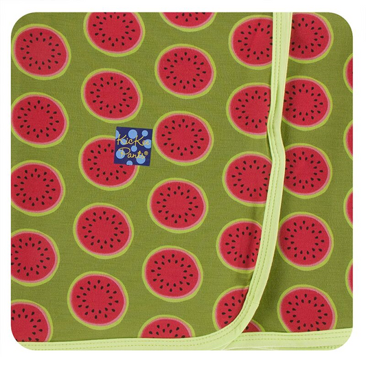 Kickee Pants Swaddle Blanket Grasshopper Watermelon