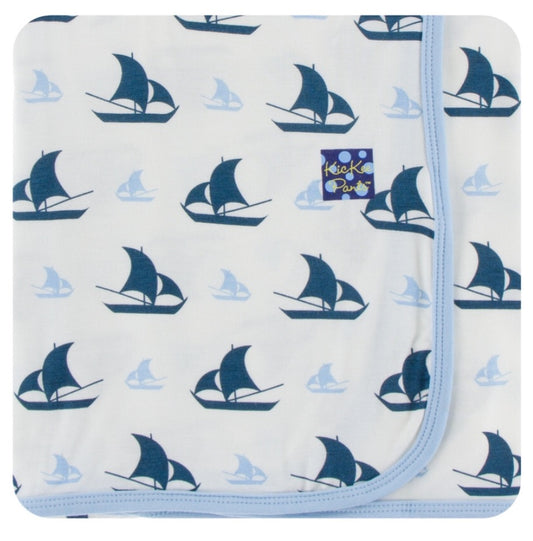 Kickee Pants Swaddle Blanket Natural Sailboat