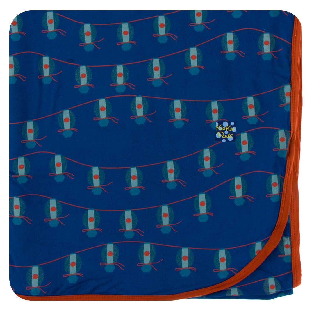 Kickee Pants Swaddle Blanket Navy Lantern Festival