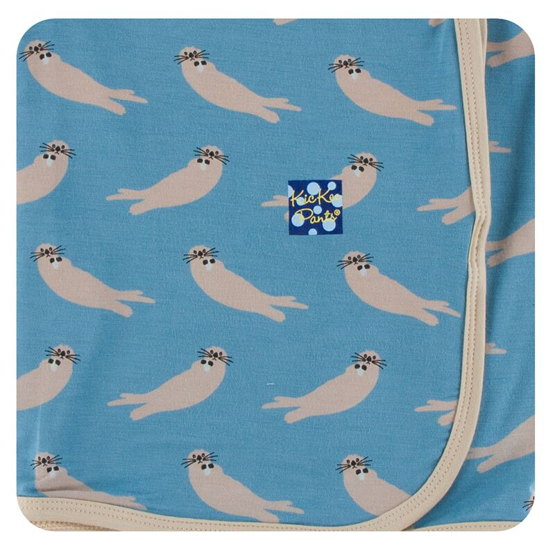Kickee Pants Swaddle Blanket Blue Moon Sea Otters