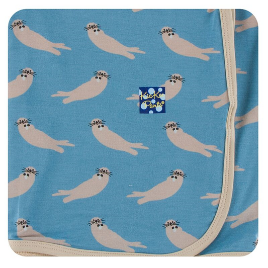 Kickee Pants Swaddle Blanket Blue Moon Sea Otters