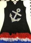The Princess & Prince Nautical Black Ruffle Dress w/Sparkle Anchor