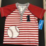 Wallie & Willie Boy S/S Shirt Red/White Stripe w/ Baseball Applique