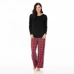 Kickee Pants Women L/S Pajama Set Christmas Plaid 2019